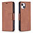 Leather Case Stands Flip Cover L01 Holder for Apple iPhone 13 Brown