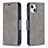 Leather Case Stands Flip Cover L01 Holder for Apple iPhone 14 Gray