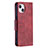 Leather Case Stands Flip Cover L01 Holder for Apple iPhone 14 Red