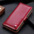 Leather Case Stands Flip Cover L01 Holder for LG K42 Red Wine