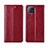 Leather Case Stands Flip Cover L01 Holder for Oppo A72 5G Red Wine