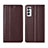 Leather Case Stands Flip Cover L01 Holder for Oppo Find X3 Neo 5G Brown