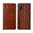 Leather Case Stands Flip Cover L01 Holder for Oppo K7x 5G Light Brown