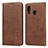 Leather Case Stands Flip Cover L01 Holder for Samsung Galaxy A20e Brown