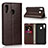Leather Case Stands Flip Cover L01 Holder for Samsung Galaxy M10S Brown