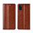 Leather Case Stands Flip Cover L01 Holder for Samsung Galaxy M51 Light Brown