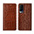 Leather Case Stands Flip Cover L01 Holder for Vivo X60 Pro 5G Light Brown