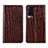 Leather Case Stands Flip Cover L01 Holder for Vivo X60T 5G Brown