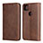 Leather Case Stands Flip Cover L02 Holder for Google Pixel 4a Brown