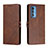 Leather Case Stands Flip Cover L02 Holder for Motorola Moto Edge S Pro 5G Brown