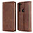 Leather Case Stands Flip Cover L02 Holder for Motorola Moto G8 Power Brown