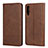 Leather Case Stands Flip Cover L02 Holder for Samsung Galaxy A50 Brown