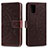 Leather Case Stands Flip Cover L02 Holder for Samsung Galaxy A71 5G Brown