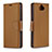 Leather Case Stands Flip Cover L02 Holder for Sony Xperia XA3 Ultra Brown