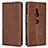 Leather Case Stands Flip Cover L02 Holder for Sony Xperia XZ2 Brown