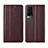 Leather Case Stands Flip Cover L02 Holder for Vivo X60 Pro 5G Brown