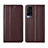 Leather Case Stands Flip Cover L02 Holder for Vivo X60T 5G Brown