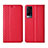 Leather Case Stands Flip Cover L02 Holder for Vivo X60T 5G Red