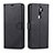 Leather Case Stands Flip Cover L03 Holder for Oppo A9 (2020) Black