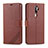 Leather Case Stands Flip Cover L03 Holder for Oppo A9 (2020) Brown