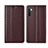 Leather Case Stands Flip Cover L03 Holder for Realme X2 Brown