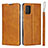 Leather Case Stands Flip Cover L03 Holder for Samsung Galaxy A51 4G Light Brown