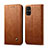 Leather Case Stands Flip Cover L03 Holder for Samsung Galaxy M51 Light Brown