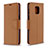 Leather Case Stands Flip Cover L03 Holder for Xiaomi Redmi Note 9 Pro Max Brown