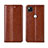 Leather Case Stands Flip Cover L04 Holder for Google Pixel 4a Light Brown