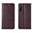 Leather Case Stands Flip Cover L04 Holder for Oppo F15 Brown