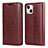 Leather Case Stands Flip Cover L05 Holder for Apple iPhone 13 Mini Red Wine