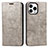 Leather Case Stands Flip Cover L05 Holder for Apple iPhone 13 Pro Max Gray