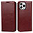 Leather Case Stands Flip Cover L05 Holder for Apple iPhone 13 Pro Max Red Wine