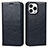 Leather Case Stands Flip Cover L05 Holder for Apple iPhone 14 Pro Navy Blue