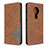 Leather Case Stands Flip Cover L05 Holder for Nokia 7.2 Brown
