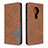 Leather Case Stands Flip Cover L05 Holder for Nokia 7.2 Brown