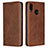 Leather Case Stands Flip Cover L06 Holder for Huawei Nova 3e Brown