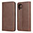 Leather Case Stands Flip Cover L06 Holder for Huawei Nova 7i Brown