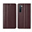 Leather Case Stands Flip Cover L06 Holder for Oppo K7 5G Brown