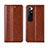 Leather Case Stands Flip Cover L06 Holder for Xiaomi Mi 10 Ultra Light Brown