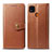 Leather Case Stands Flip Cover L06 Holder for Xiaomi Redmi 9C Brown
