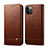 Leather Case Stands Flip Cover L07 Holder for Apple iPhone 12 Pro Brown