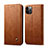 Leather Case Stands Flip Cover L07 Holder for Apple iPhone 12 Pro Light Brown