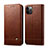 Leather Case Stands Flip Cover L07 Holder for Apple iPhone 12 Pro Max Brown