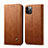 Leather Case Stands Flip Cover L07 Holder for Apple iPhone 12 Pro Max Light Brown
