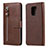 Leather Case Stands Flip Cover L07 Holder for Xiaomi Poco M2 Pro Brown