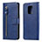 Leather Case Stands Flip Cover L07 Holder for Xiaomi Redmi Note 9 Pro Blue
