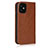Leather Case Stands Flip Cover L08 Holder for Apple iPhone 12 Mini Light Brown