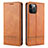 Leather Case Stands Flip Cover L08 Holder for Apple iPhone 12 Pro Max Light Brown