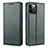 Leather Case Stands Flip Cover L08 Holder for Apple iPhone 12 Pro Max Midnight Green